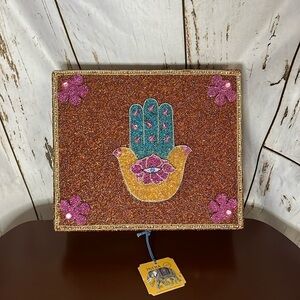 Indian‎ Bazaar Hand of Fatima Beaded Storage Box | NWT